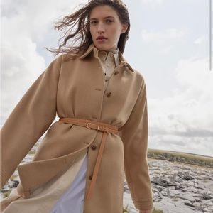 NEW Polene ceinture umi belt in Camel Textured Leather